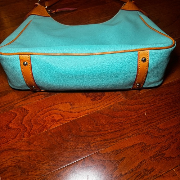 Dooney & Bourke Pebble Grain Rebecca Hobo – Teal with Tan Trim - Picture 3 of 11